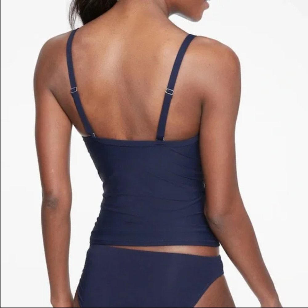 ATHLETA Tankini Top Navy Twister Swimsuit Swim Tank - Picture 2 of 9